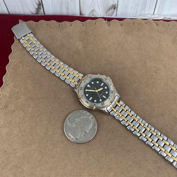 Vintage Fossil StarMaster Watch Gold Silver Black Face Luminous Hands - Picture 4 of 7